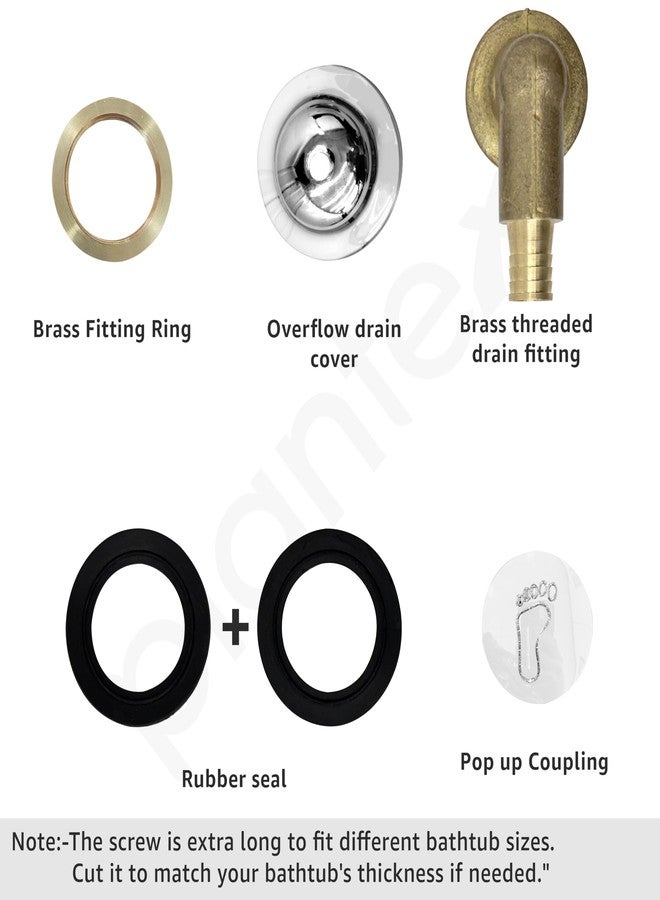 Plantex Pure Brass Bathtub Overflow with Chain Plug and Waste Coupling/Overflow Set/Durable and Stylish Design for Efficient Drainage and Easy Installation - (Chrome) - Image 2